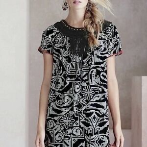 Floreat Black and White Patterned Mini Dress